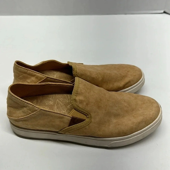 Olukai Pehuea Shoes Sneakers Canvas Slip On Drop Heel Tan Brown Women's Size 6.5 - Picture 2 of 8
